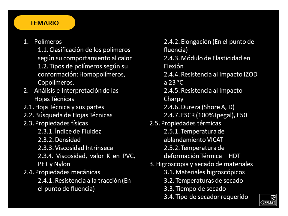 Curso Online de Análisis e Interpretación de Hojas Técnicas de los Polímeros - (Acceso inmediato) - Imagen 3