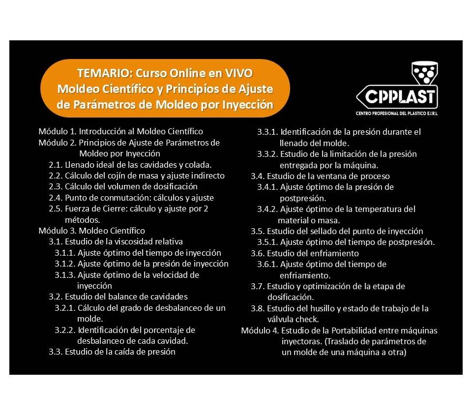 Curso Online de MOLDEO CIENTÍFICO y Principios de Ajuste de Parámetros de Moldeo por Inyección - Imagen 2